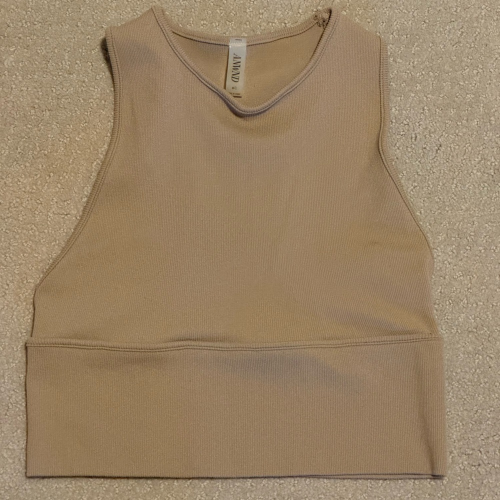 Tan high neck crop top